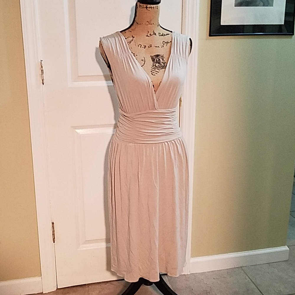Tufi Duek gray grecian empire waist dress.